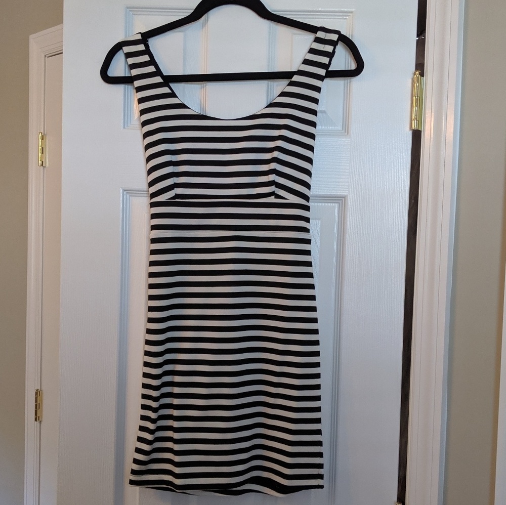 Black and white striped dress